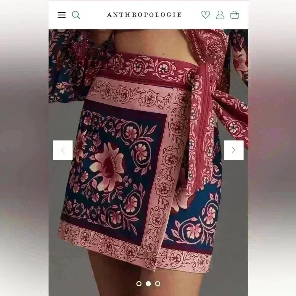 Farm Rio Ainika Charm Overlapped Denim Mini Skirt Size M 28 NWT - Picture 4 of 10